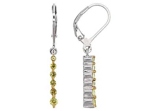 Photo of .56ctw Graduated 1.75mm-2.50mm Round Canary Yellow Tourmaline Sterling Silver Dangle Earrings