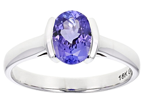 Photo of 1.25ct Oval Tanzanite Rhodium Over 18K White Gold Solitaire Ring - Size 10