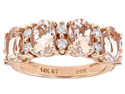 Photo of 2.50ctw Oval Cor-De-Rosa Morganite With 0.50ctw Round White Diamond 14K Rose Gold  Ring - Size 7