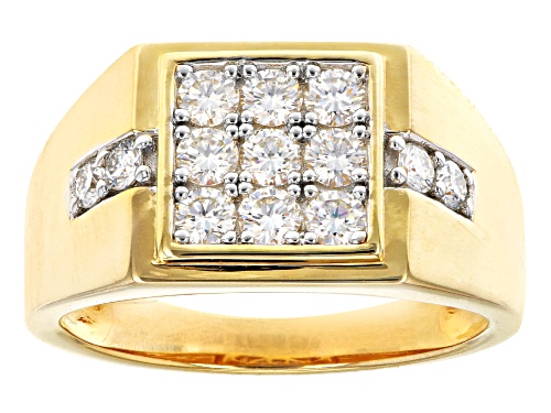 Photo of MOISSANITE FIRE(R) 1.14CTW DEW ROUND 14K YELLOW GOLD OVER SILVER MENS RING - Size 10