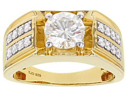 MOISSANITE FIRE(R) 2.38CTW DEW 14K YELLOW GOLD OVER STERLING SILVER MENS RING - Size 12