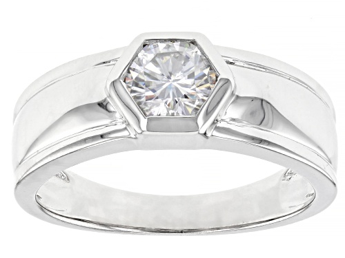 MOISSANITE FIRE(R) 1.00CT DEW ROUND PLATINEVE(R) MENS RING - Size 10