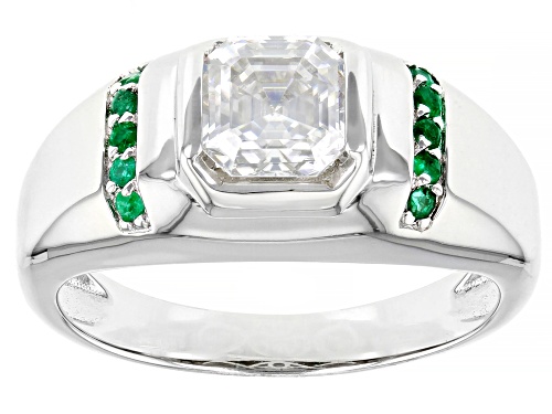 MOISSANITE FIRE(R) 1.85CT DEW AND EMERALD PLATINEVE(R) MENS RING - Size 12