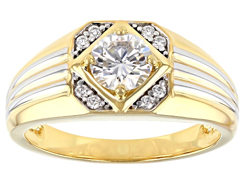 Photo of MOISSANITE FIRE(R) 1.16CTW DEW 14K YELLOW GOLD OVER PLATINEVE AND PLATINEVE(R) MENS RING - Size 11