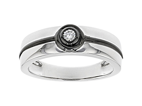 MOISSANITE FIRE(R) .10CT DEW ROUND BRILLIANT CUT PLATINEVE(R) AND BLACK RHODIUM MENS RING - Size 12