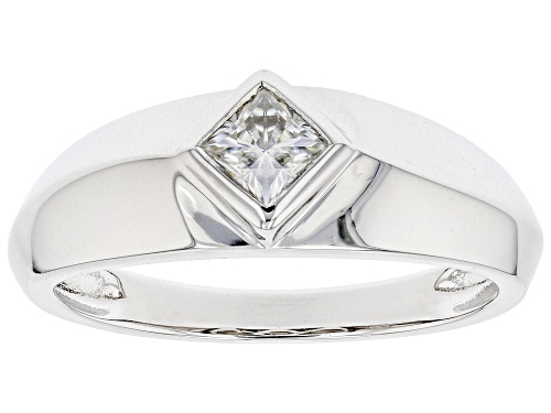 Photo of MOISSANITE FIRE(R) .41CT DEW SQUARE BRILLIANT CUT PLATINEVE(R) MENS RING - Size 10