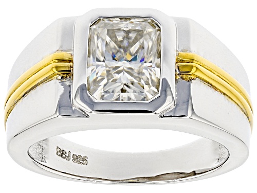 Photo of MOISSANITE FIRE(R) 2.70CT DEW OCTAGONAL RADIANT CUT PLATINEVE(R) TWO TONE MENS RING - Size 11