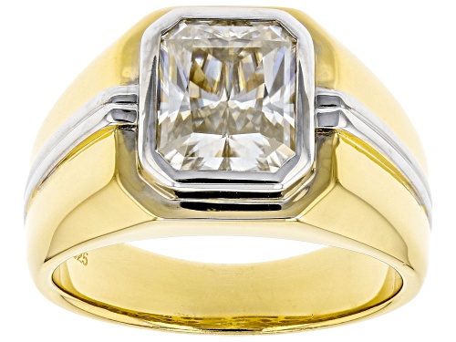 Photo of MOISSANITE FIRE(R) CANDLE LIGHT 3.90CT DEW  RADIANT CUT 14K YG AND RHODIUM OVER SILVER MENS RING - Size 11