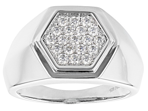 MOISSANITE FIRE(R) .57CTW DEW ROUND PLATINEVE(R) MENS RING - Size 12