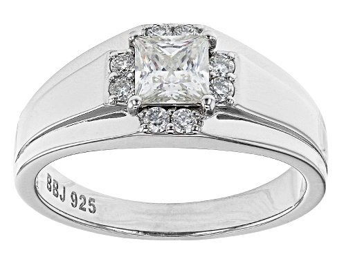 MOISSANITE FIRE(R) 1.14CTW PRINCESS CUT AND ROUND DEW PLATINEVE(R) MENS RING - Size 9