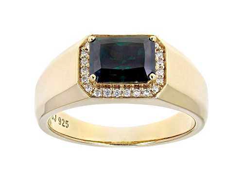 Photo of MOISSANITE FIRE(R) AND GREEN MOISSANITE 2.98CTW DEW 14K YELLOW GOLD OVER SILVER MENS RING - Size 10