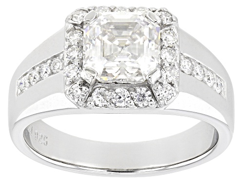 Photo of MOISSANITE FIRE(R) 3.68CTW DEW OCTAGONAL ASSCHER CUT AND ROUND PLATINEVE(R) MENS RING - Size 9