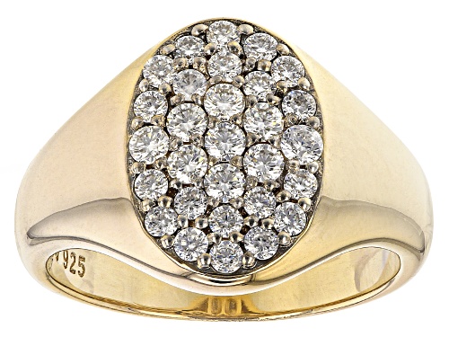Photo of MOISSANITE FIRE(R) 1.05CTW DEW ROUND 14K YELLOW GOLD OVER SILVER MENS RING - Size 9
