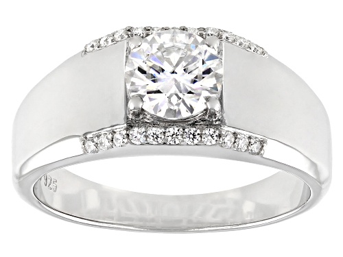 MOISSANITE FIRE(R) 1.42CTW DEW ROUND PLATINEVE(R) MENS RING - Size 11