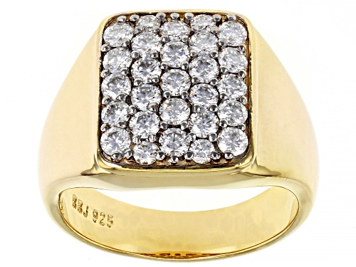 Photo of MOISSANITE FIRE(R) 1.27CTW DEW ROUND 14K YELLOW GOLD OVER STERLING SILVER MENS RING - Size 11