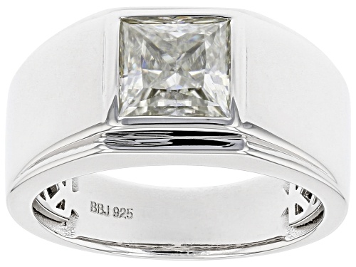 MOISSANITE FIRE(R) 2.30CT DEW PRINCESS CUT  PLATINEVE(R) MENS RING - Size 10