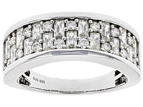 MOISSANITE FIRE(R) 1.80CTW DEW ROUND AND BAGUETTE PLATINEVE(R) MENS RING - Size 9
