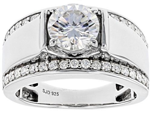 MOISSANITE FIRE(R) 2.66CTW DEW ROUND PLATINEVE(R) MENS RING - Size 12