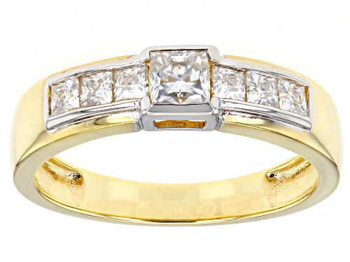 MOISSANITE FIRE(R) 1.13CTW DEW SQUARE BRILLANT 14K YELLOW GOLD OVER SILVER & PLATINEVE(R) MENS RING - Size 11