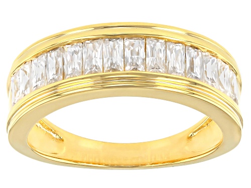 MOISSANITE FIRE(R) 1.26CTW DEW BAGUETTE 14K YELLOW GOLD OVER SILVER MENS BAND RING - Size 12