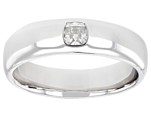 MOISSANITE FIRE(R) .33CT DEW CUSHION CUT PLATINEVE(R) MENS BAND RING - Size 8