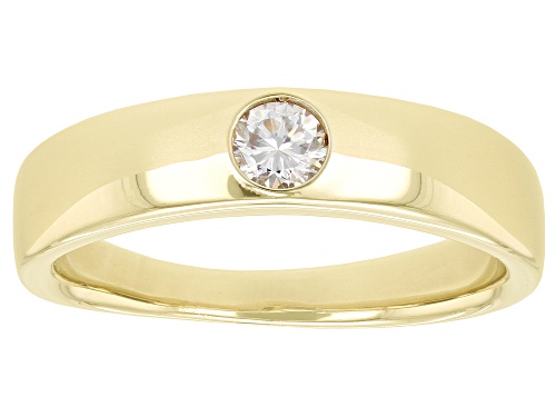 MOISSANITE FIRE(R) .23CT DEW ROUND 14K YELLOW GOLD OVER SILVER MENS BAND RING - Size 11