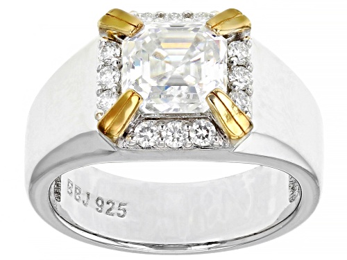 MOISSANITE FIRE(R) 3.32CTW DEW PLATINEVE(R) AND 14K YELLOW GOLD OVER SILVER MENS RING - Size 9
