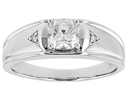Photo of MOISSANITE FIRE(R) 1.12CTW DEW CUSHION CUT & ROUND PLATINEVE(R) MENS RING - Size 12