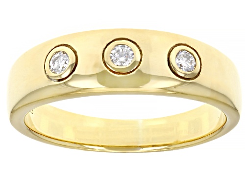 MOISSANITE FIRE(R) .18CTW DEW ROUND 14K YELLOW GOLD OVER STERLING SILVER MENS RING - Size 11