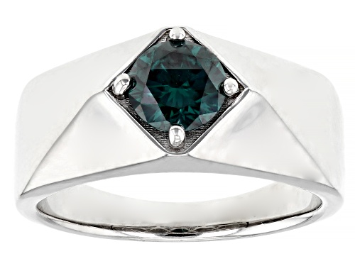 Photo of MOISSANITE FIRE(R) GREEN MOISSANITE 1.20CT DEW ROUND PLATINEVE(R) MENS RING - Size 12