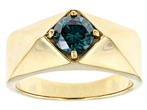 MOISSANITE FIRE(R) GREEN MOISSANITE 1.20CT DEW 14K YELLOW GOLD OVER SILVER MENS RING - Size 12