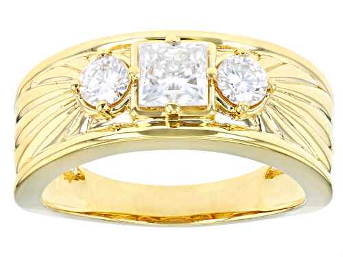 MOISSANITE FIRE(R) 1.26CTW DEW SQUARE BRILLIANT & ROUND 14K YELLOW GOLD OVER SILVER MEN'S RING - Size 9