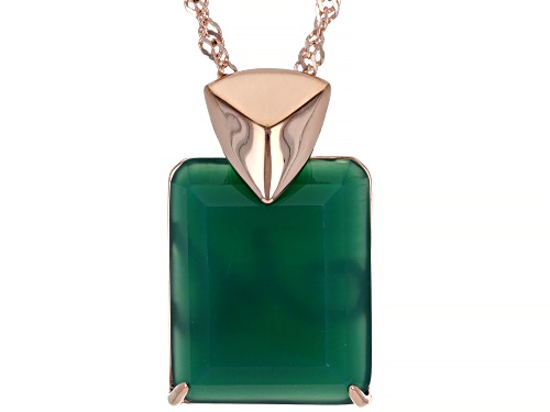 Photo of Máiréad Nesbitt™ Green Onyx 18K Rose Gold Over Sterling Silver Pendant With 18" Chain