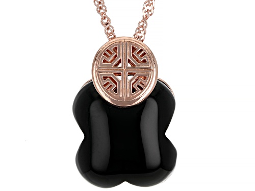 Máiréad Nesbitt™ Black Onyx 18K Rose Gold Over Sterling Silver Clover Pendant With 18" Chain