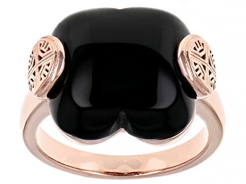 Máiréad Nesbitt™ Black Onyx 18K Rose Gold Over Sterling Silver Clover Ring - Size 8
