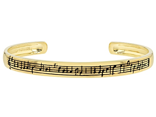 Photo of Máiréad Nesbitt™ 18k Yellow Gold Over Sterling Silver "Danny Boy" Music Sheet Unisex Cuff Bracelet - Size 7