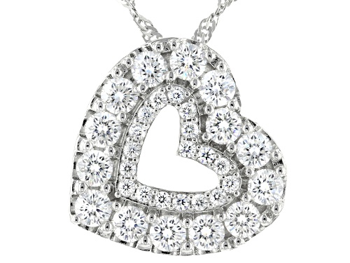 Photo of MOISSANITE FIRE(R) 1.58CTW DEW ROUND PLATINEVE(R) PENDANT WITH SINGAPORE CHAIN