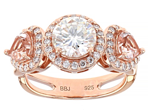 MOISSANITE FIRE(R) 2.02CTW DEW .84CTW MORGANITE 14K ROSE GOLD OVER STERLING SILVER RING - Size 10