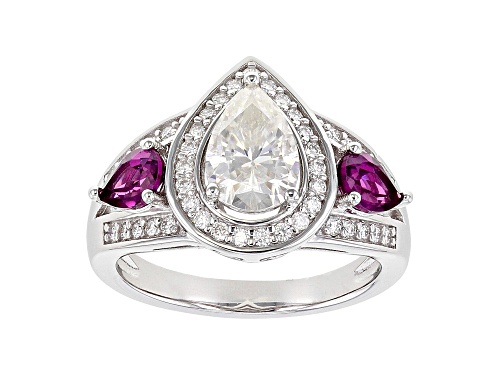 Photo of MOISSANITE FIRE(R) 1.93CTW DEW AND GRAPE COLOR GARNET PLATINEVE(R) RING - Size 10