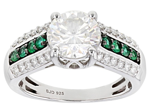 Photo of MOISSANITE FIRE(R) 2.14CTW DEW AND ZAMBIAN EMERALD PLATINEVE(R) RING - Size 8