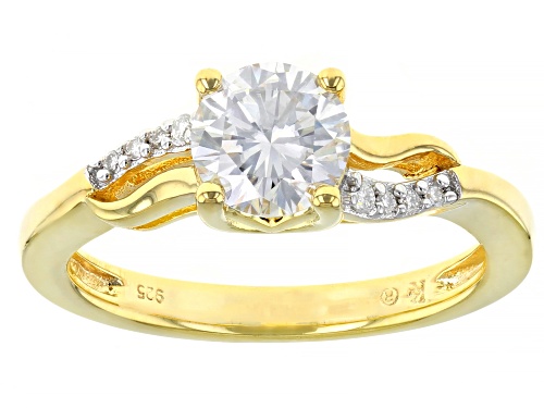 Photo of MOISSANITE FIRE(R) 1.08CTW DEW ROUND 14K YELLOW GOLD OVER SILVER RING - Size 10