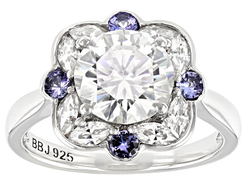 MOISSANITE FIRE(R) 2.76CTW DEW AND TANZANITE PLATINEVE(R) RING - Size 11