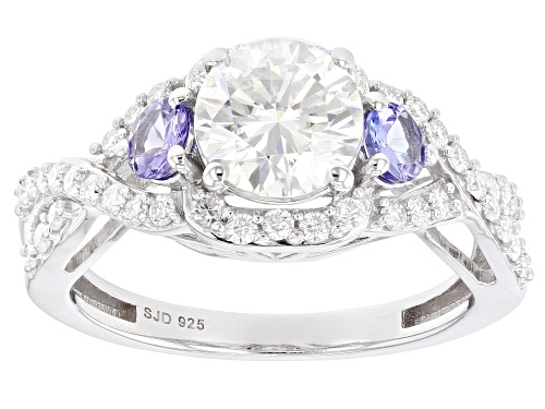 MOISSANITE FIRE(R) 1.60CTW DEW AND TANZANITE PLATINEVE(R) RING - Size 10