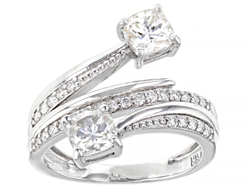Photo of MOISSANITE FIRE(R) 1.46CTW DEW CUSHION CUT AND ROUND PLATINEVE(R) RING - Size 5