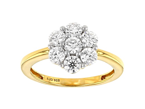 Photo of MOISSANITE FIRE(R) 1.12CTW DEW ROUND 14K YELLOW GOLD OVER SILVER RING - Size 6