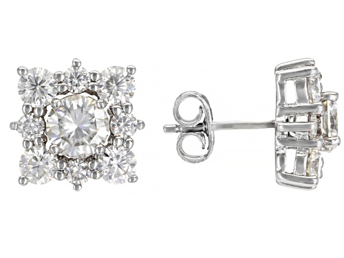 Photo of MOISSANITE FIRE(R) 2.88CTW DEW ROUND PLATINEVE(R) STUD EARRINGS WITH JACKET