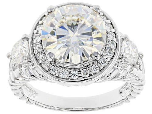 MOISSANITE FIRE(R) 4.28CTW DEW ROUND PLATINEVE(R) RING - Size 6