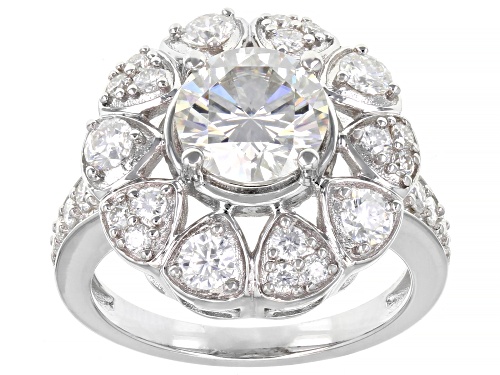 MOISSANITE FIRE(R) 2.95CTW DEW ROUND PLATINEVE(R) RING - Size 11