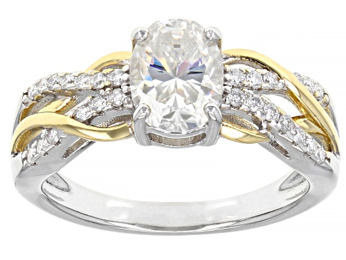 MOISSANITE FIRE(R) 1.76CTW DEW PLATINEVE(R) & 14K YELLOW GOLD OVER PLATINEVE TWO-TONE RING - Size 8