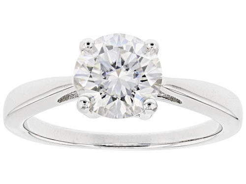 MOISSANITE FIRE(R) 1.50CT ROUND DIAMOND EQUIVALENT WEIGHT PLATINEVE(TM) SOLITAIRE RING - Size 6